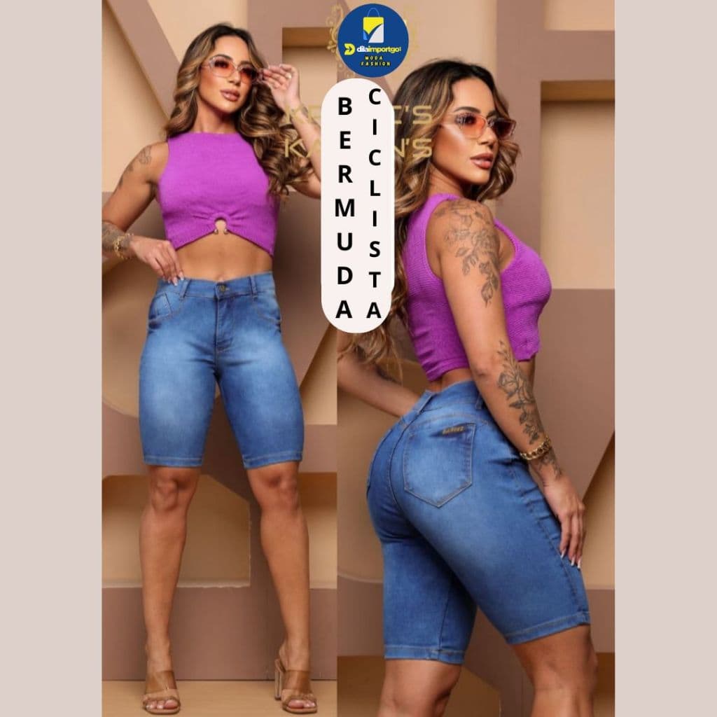 Bermuda Jeans Ciclista Feminina Jeans Feminino Jeans Luxo Bermuda Modelo Ciclista Jeans Premium