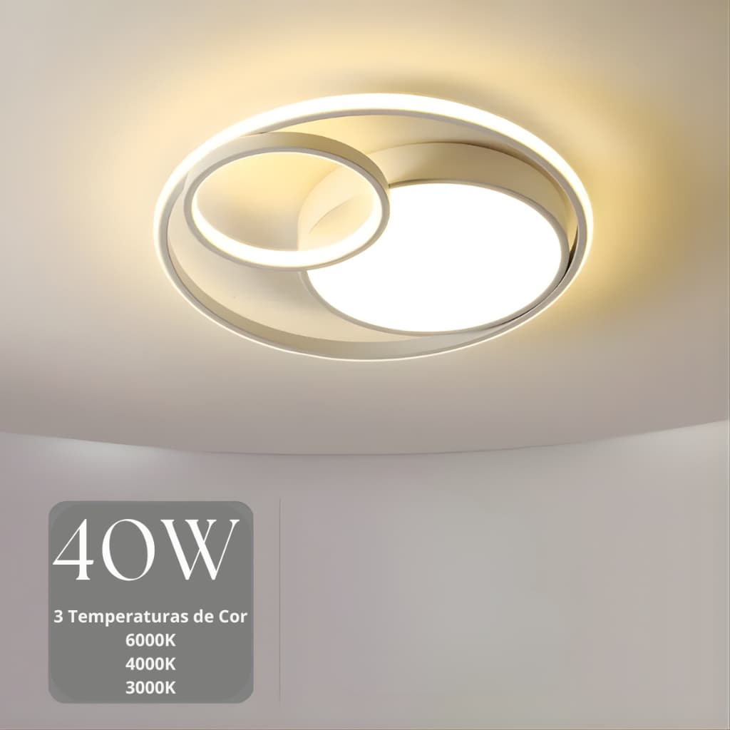 Luminária Led Sobrepor Duplo Eclipse Moderna Branca Bivolt