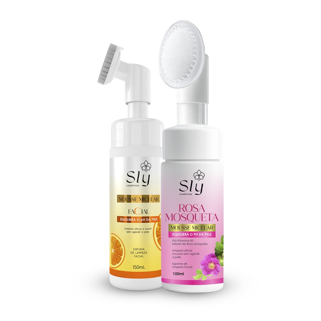 Kit 2 Mousses Micelares Pure Nature Limpeza Suave Hidratação e Frescor Vitamina C + Rosa Mosqueta