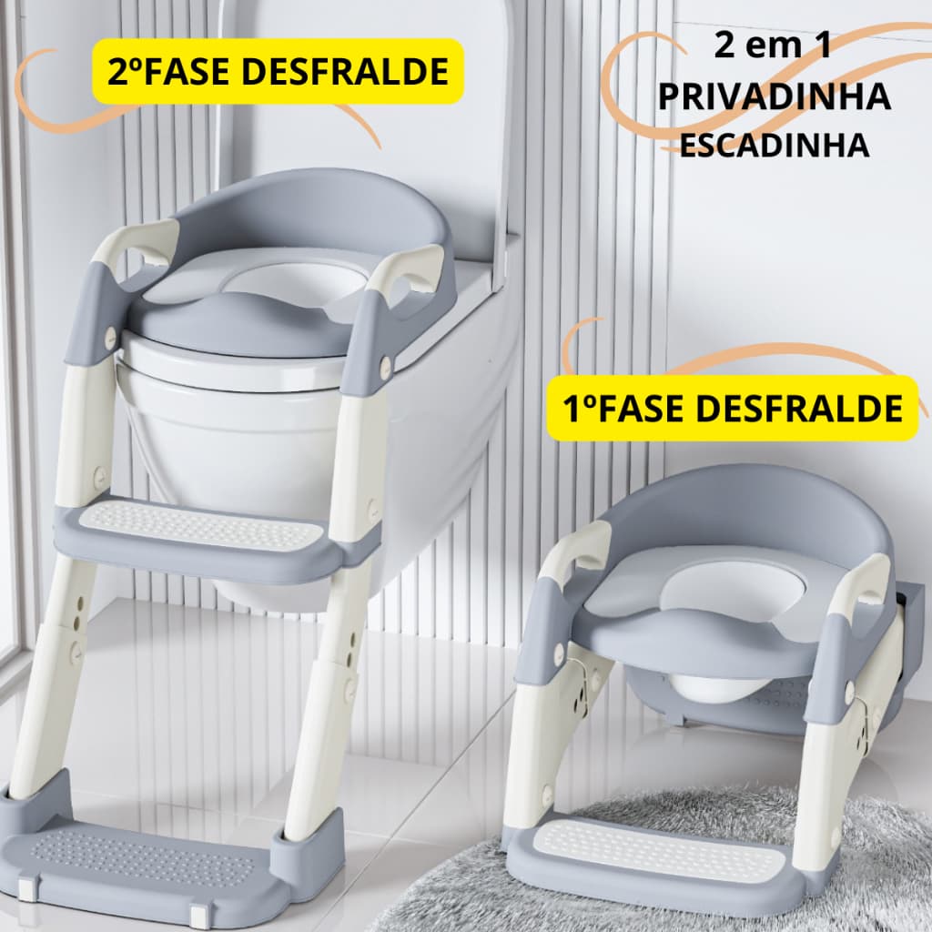 Troninho Privadinha Penico Infantil 2 em 1 Penico MAIS Assento Redutor com Escada Bebê Vaso Sanitário Desfralde Bebê