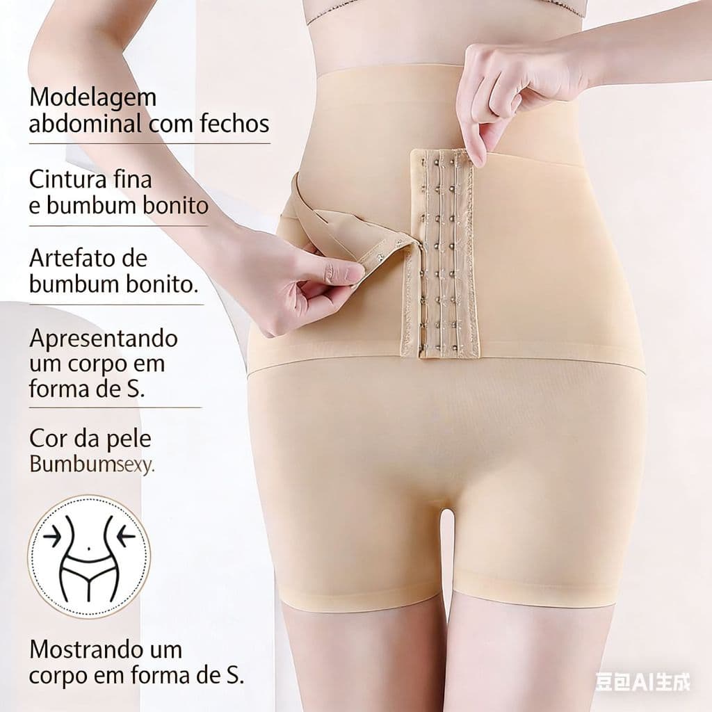 Modelador de Cintura com Botões - Reduz Abdômen e Levanta Bumbum