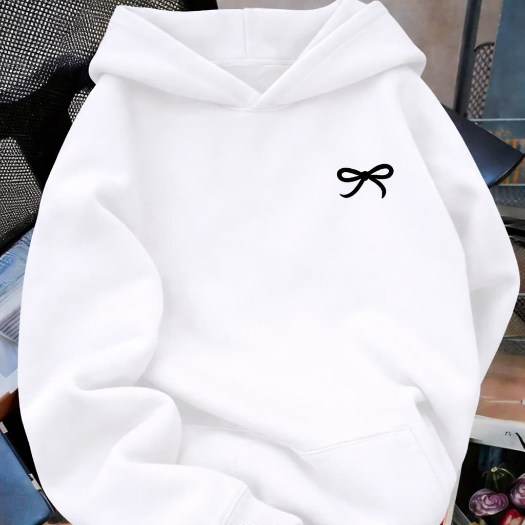 POLAR BEAR Canguru Moletom Com Capuz Estilo Ideal Para O Verão Estampado Laçinho (no peito)