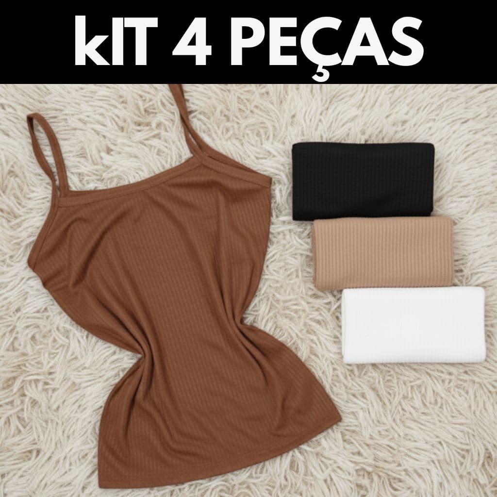 Kit 4 Blusas Regatas  Alcinha Feminina Canelada para o Dia a Dia