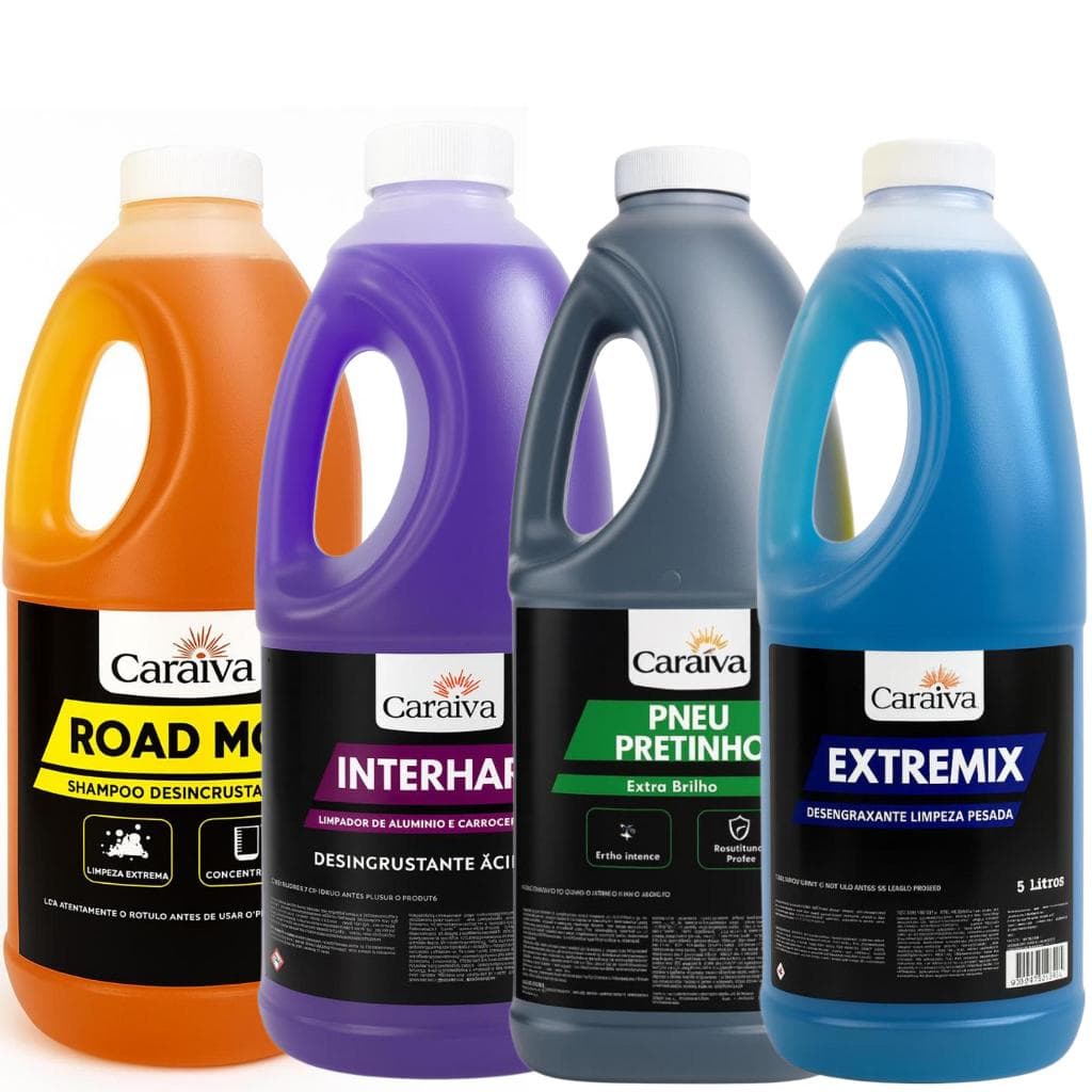 Kit Limpeza Carro Pretinho + Shampoo Limpesa Pesada Road Mol + Lm Ativado Desincrustante + Solupan Desengraxante
