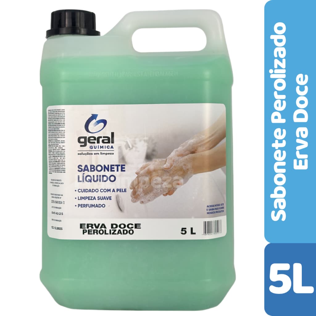 Sabonete Líquido 5L Perolizado Erva Doce Limpeza Suave Perfumado Geral Química