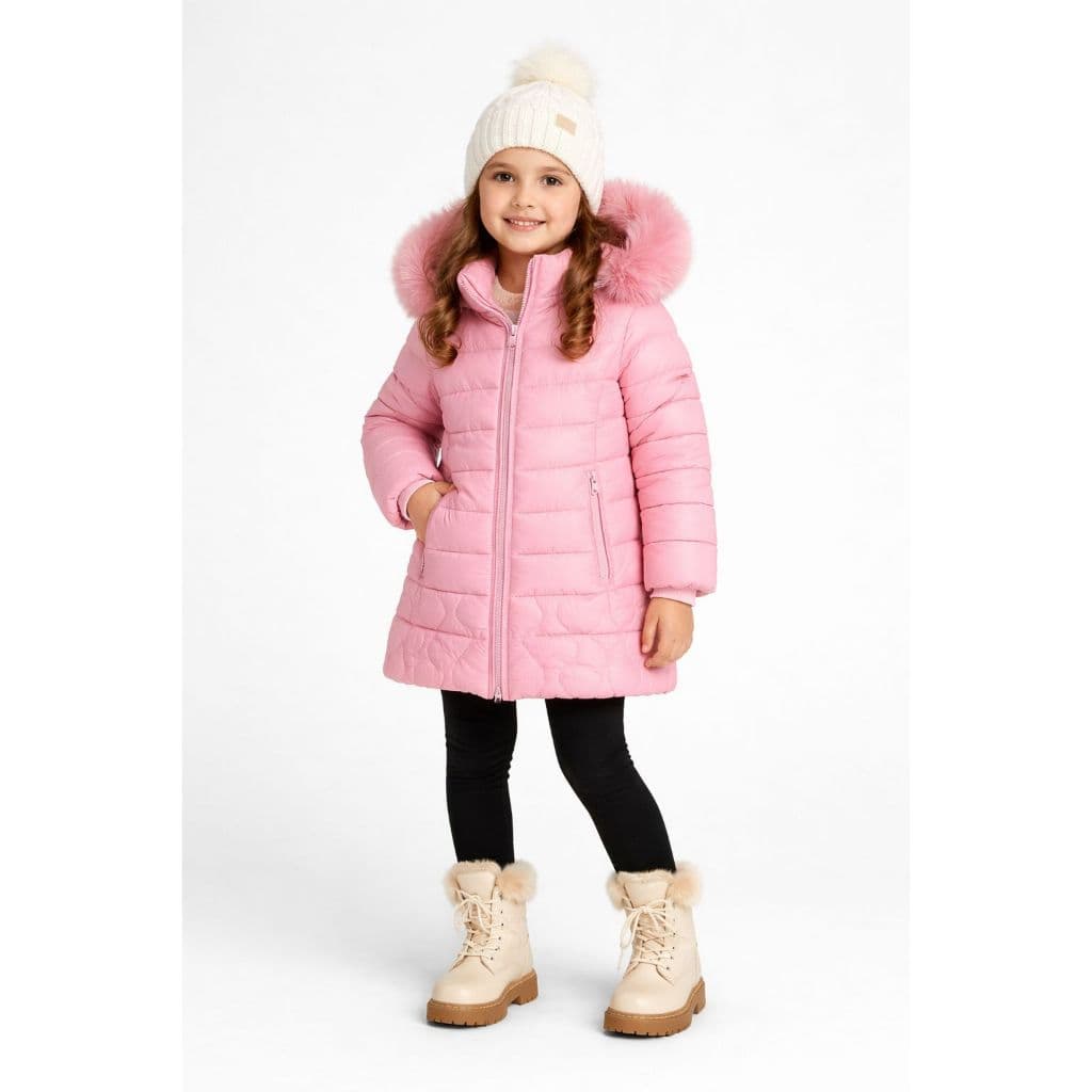 Parka sobretudo Infantil Menina Com Capuz Pelinho Roupa de Frio Top