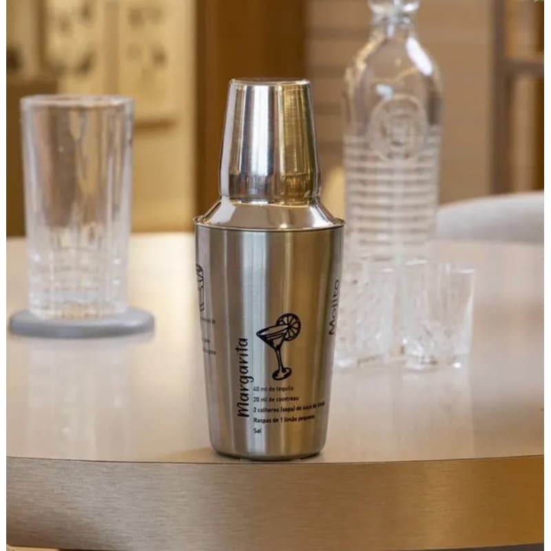 Coqueteleira com Receitas 400ml Aço Inox - Lyor