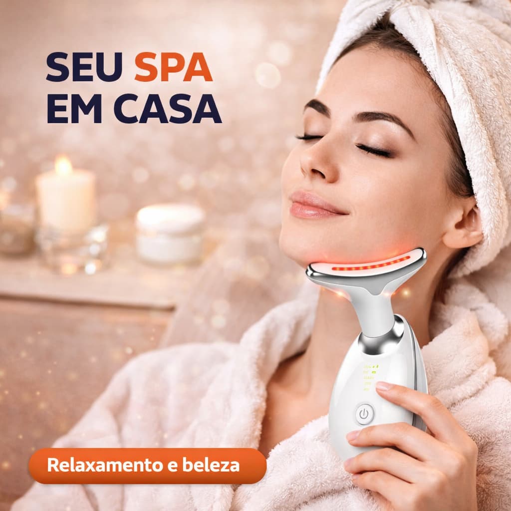 Massageador Facial Lifting LED Reduz Papada Rugas Flacidez Recarregável USB Bivolt Aparelho Facial