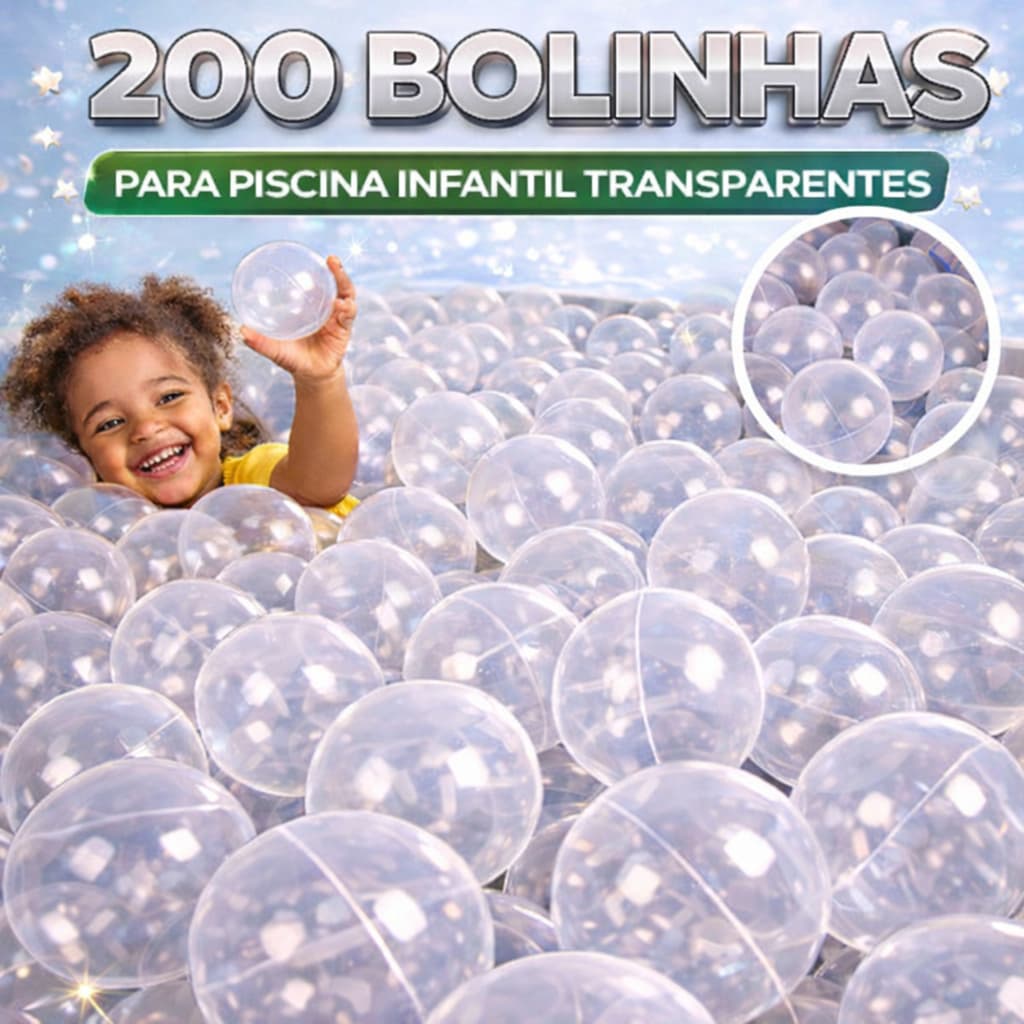 200 Bolinhas para Piscina Infantil Transparentes Play Brinquedo  PROMOÇÃO