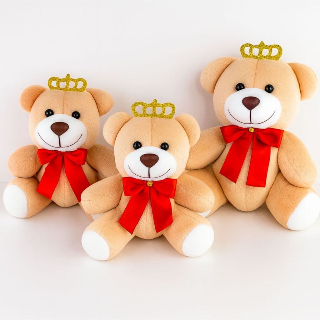 Trio Urso Articulado Decorativo para Quarto Infantil E Nicho Menina Menino Trio Articulado Vermelho