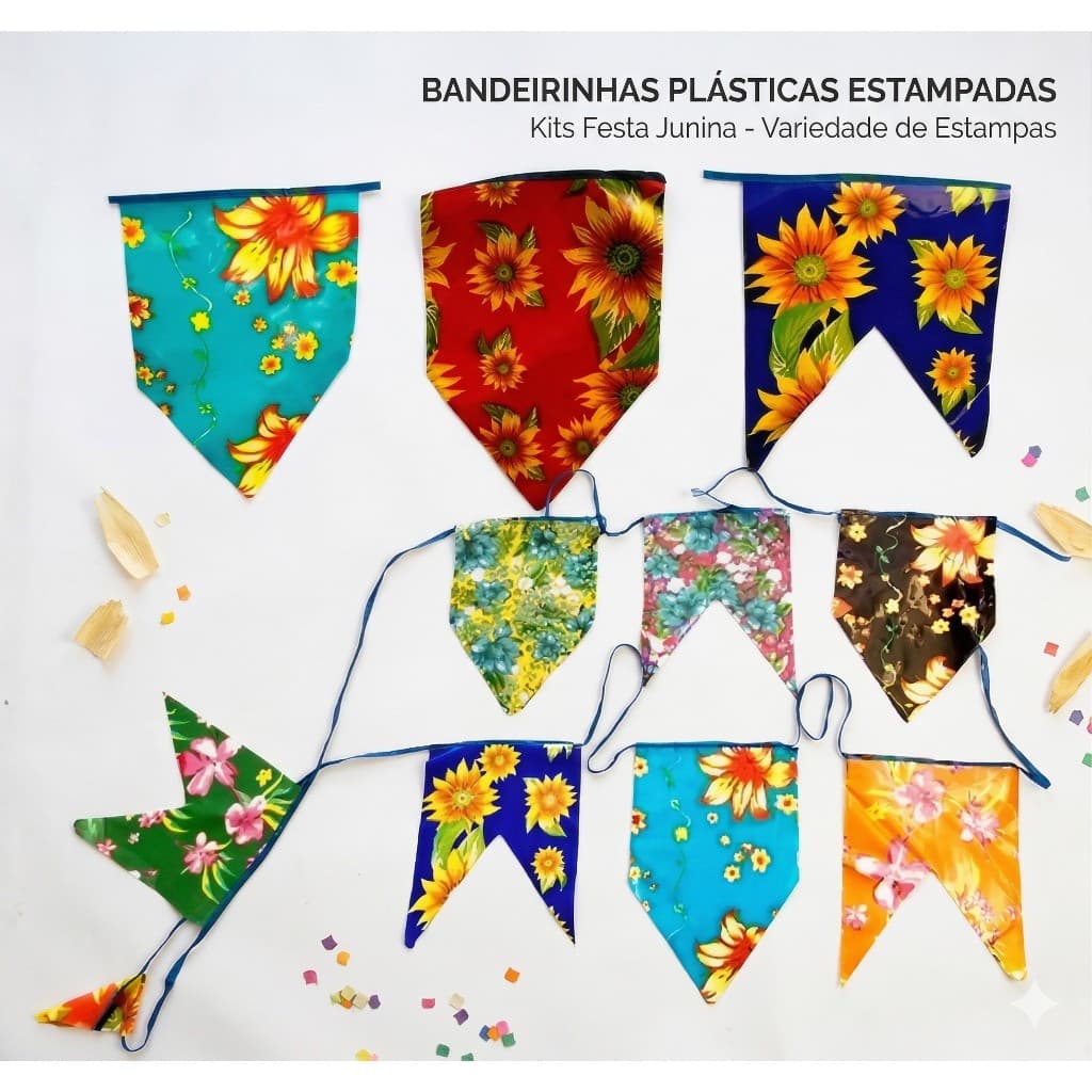 Bandeirinha Plástica Festa Junina Chita Decoração Junina