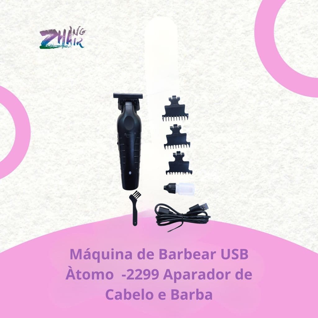 Máquina de Barbear USB Àtomo  -2299 Aparador de Cabelo e Barba