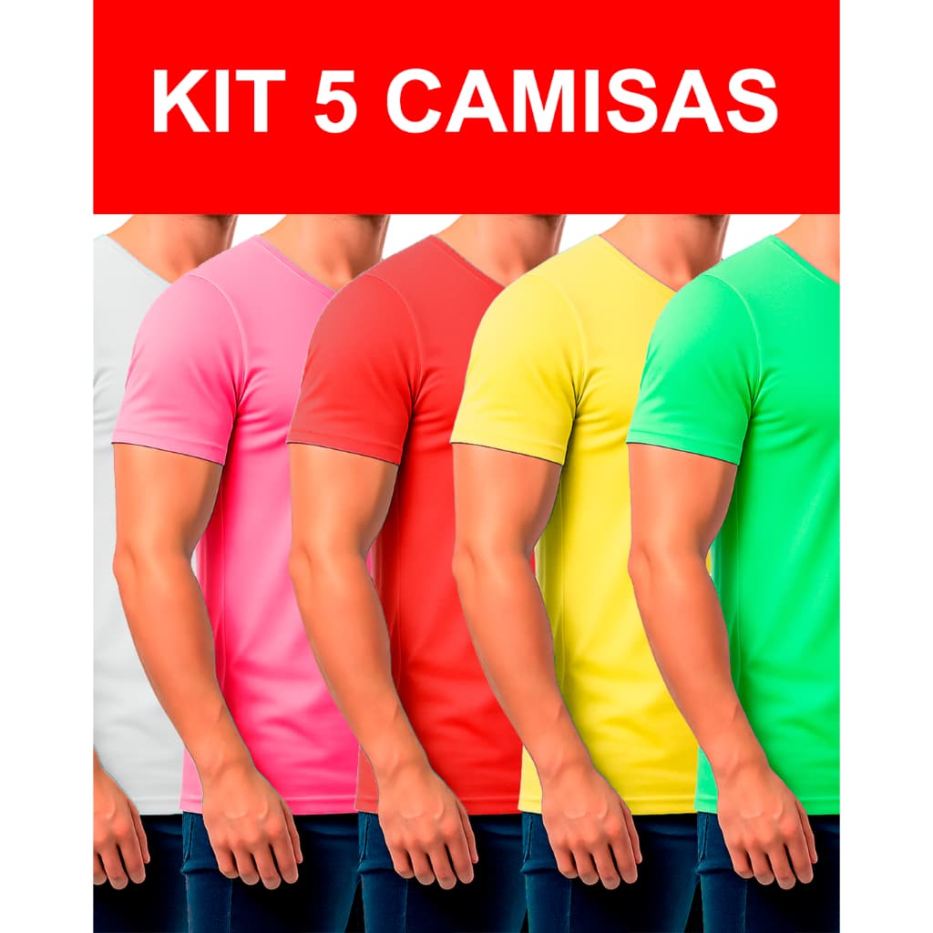 KIT de 5 Camisetas Basica Cacharrel - Casual - Treino- Esportes - Exercícios - Corrida