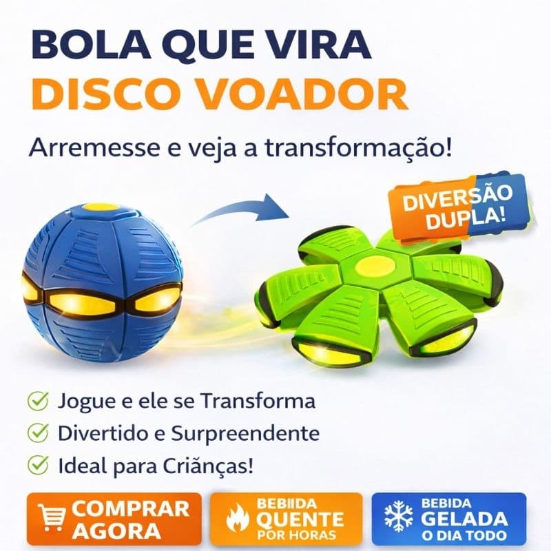 Bola Mágica Disco Voador LED Brinquedo que Vira Bola Arremessável para Crianças Pets cores sortidass