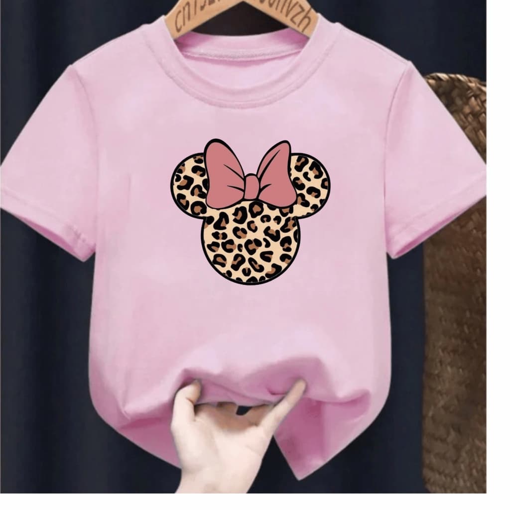 Camiseta Infantil Minnie Onça Kit Blusa Escola Diversos Hello Kitty Manga Curta Creche