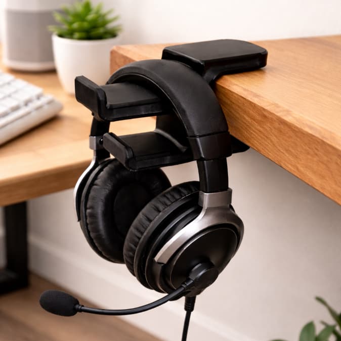 Suporte Headset Gamer de Mesa com Fixação | Organizador Fone Ajustável Resistente | Envio Imediato