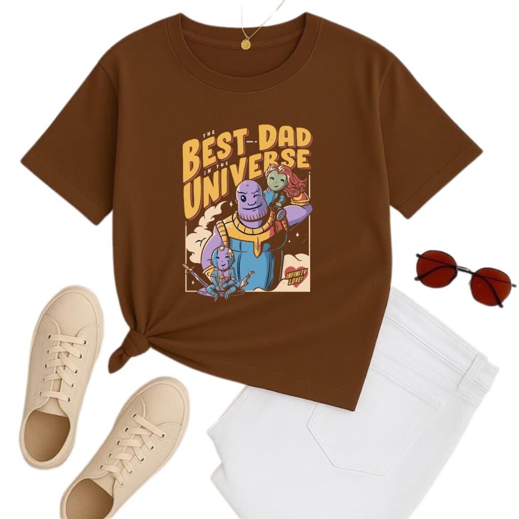 Camiseta Estampada Best Dad Universe  Estilo Geek Divertido