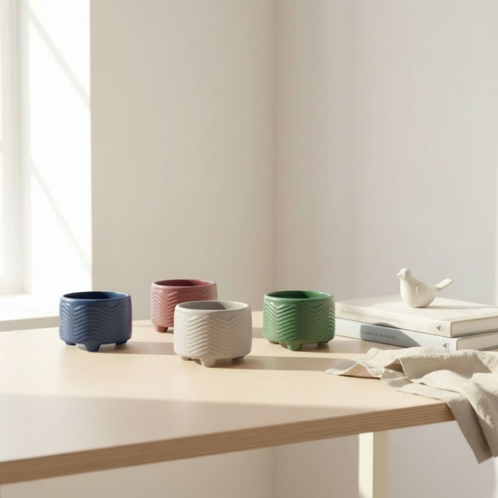 Mini Vaso Cerâmica Decorativo com Pé 6cm | Moderno Sem Furo