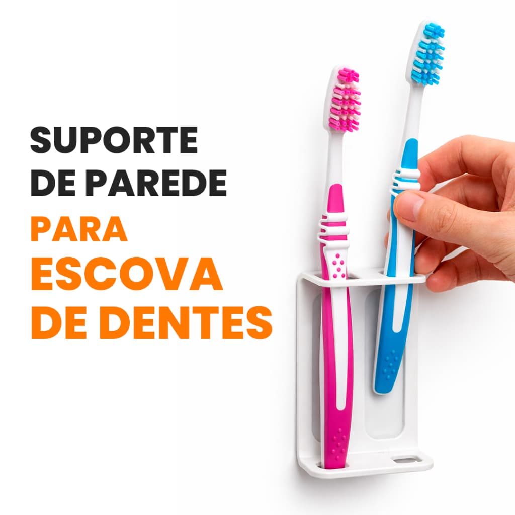 Suporte Escova de Dentes Parede Adesivo 3M Sem Furo Organizador Banheiro