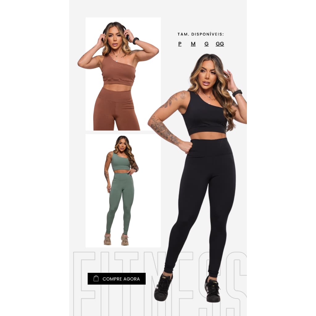 Conjunto Feminino  de Academia Legging Cintura Alta e Top Nula manga ZERO Transparência M G GG