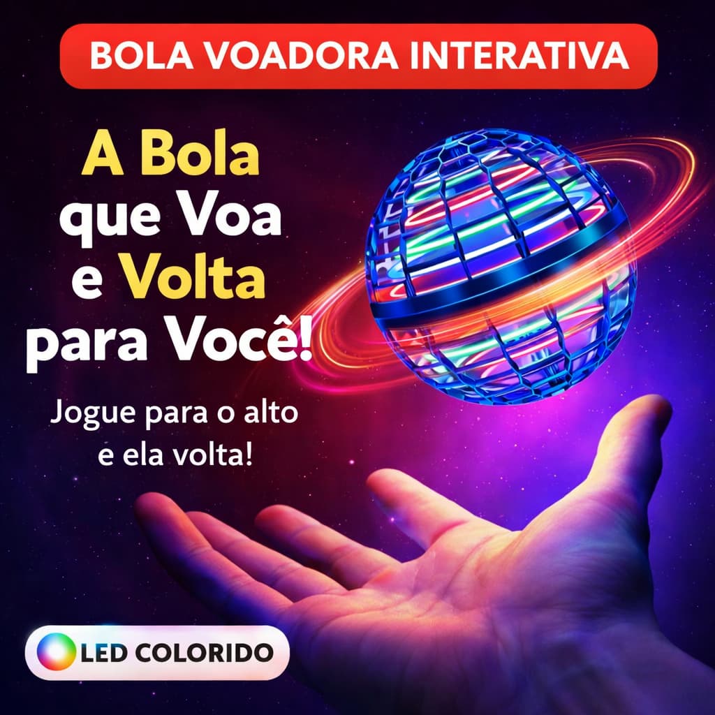Bola Voadora Spinner Boomerang com LED Brinquedo Mágico Disco Voador que Vira Bola Infantil Cores Sortidas