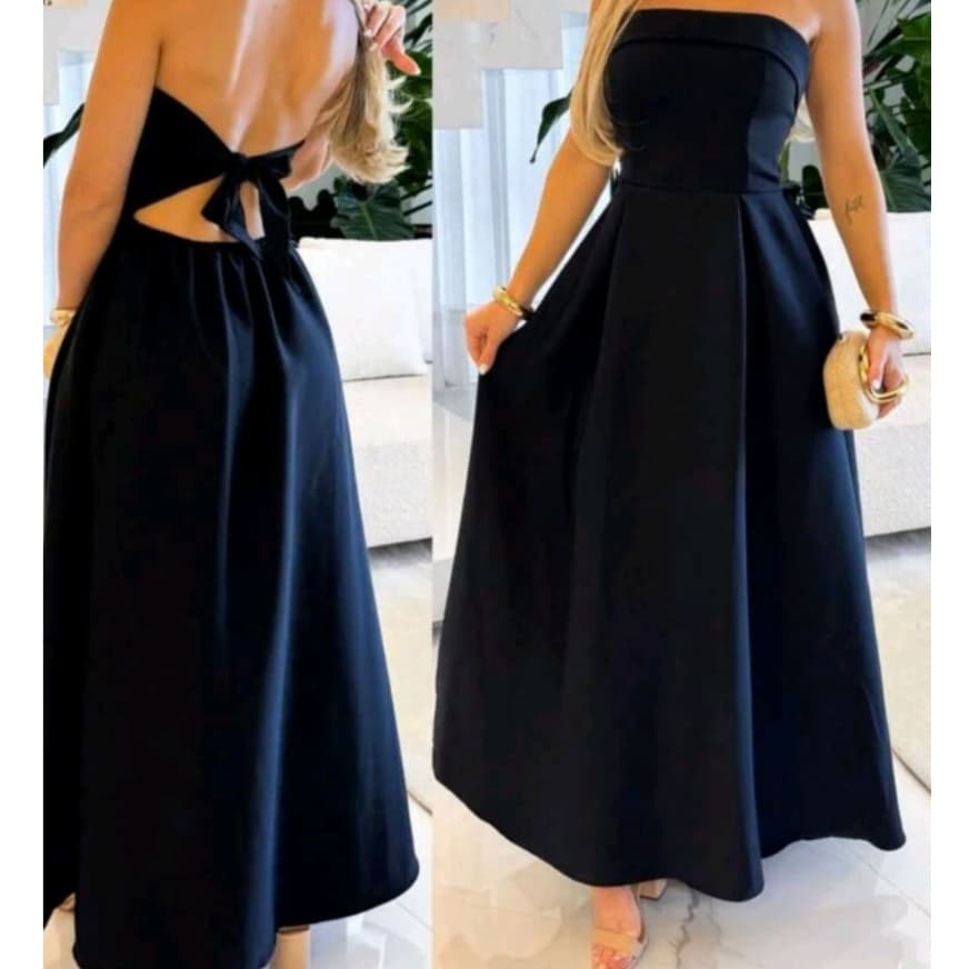 TOMARA QUE CAIA VESTIDO ALFAIATARIA elegante longo com laço de amarrar
