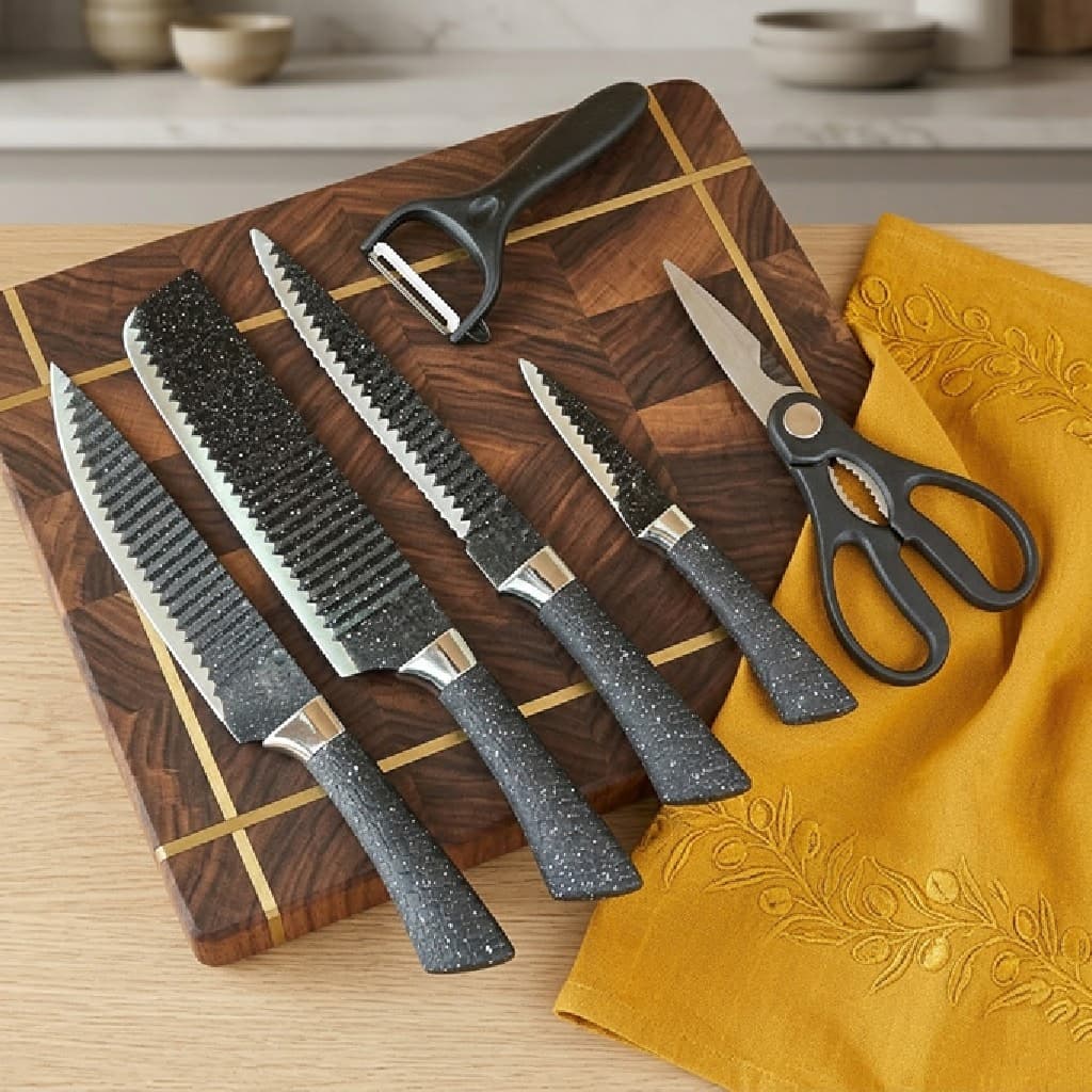 Conjunto Faca Inox Multifuncional 6 Peças Ergonômica Kit Versátil Resistente Corte Preciso Durável