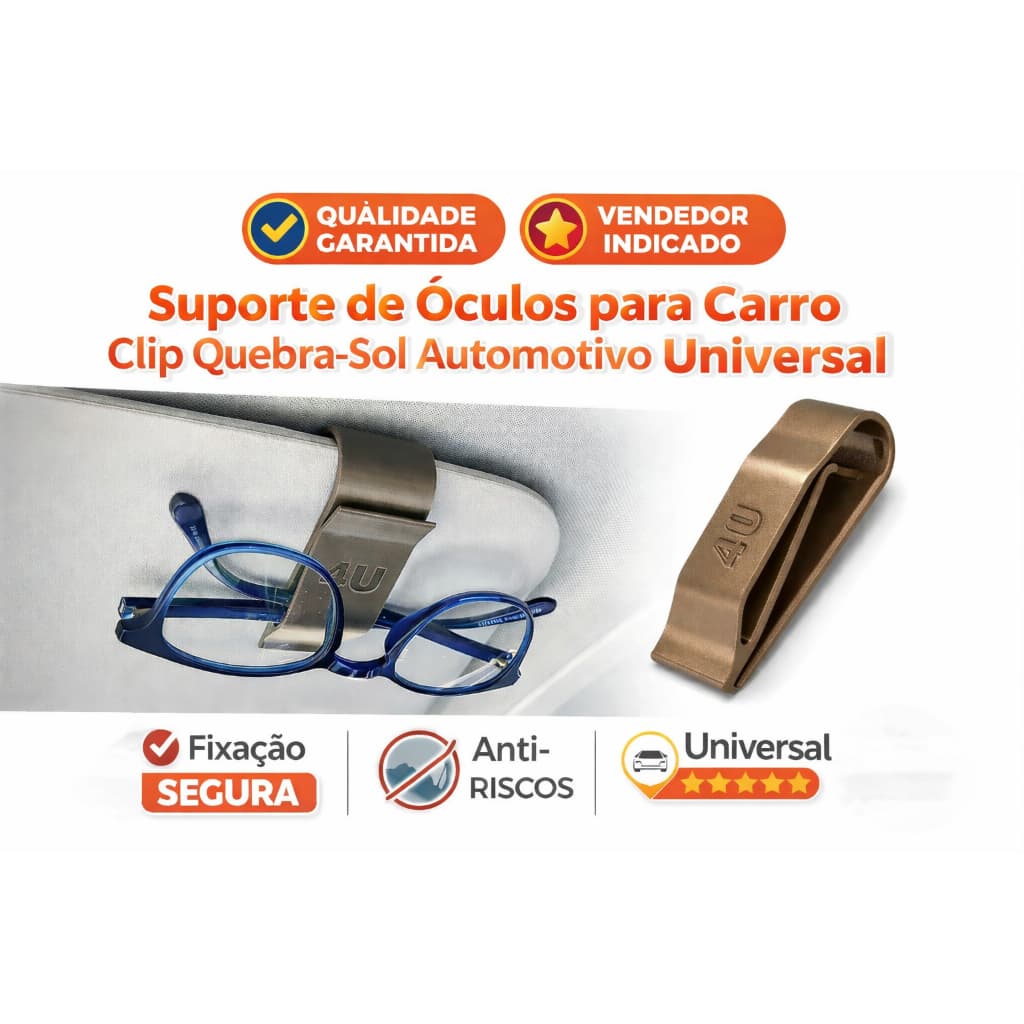 Suporte de Óculos para Carro Clip Quebra-Sol Automotivo Universal – Prático, Seguro e Discreto