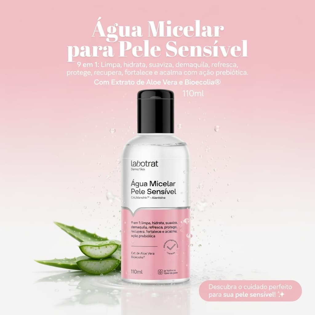 Água Micelar Pele Sensível 9x1 Dermoskin 110ml Labotrat