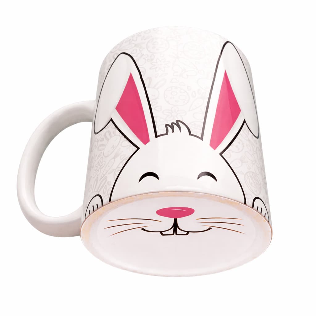 Caneca Coelhinho da Páscoa Fofo - Xicara Feliz Pascoa Presente Criativo de Páscoa Rosto Bocão Coelho