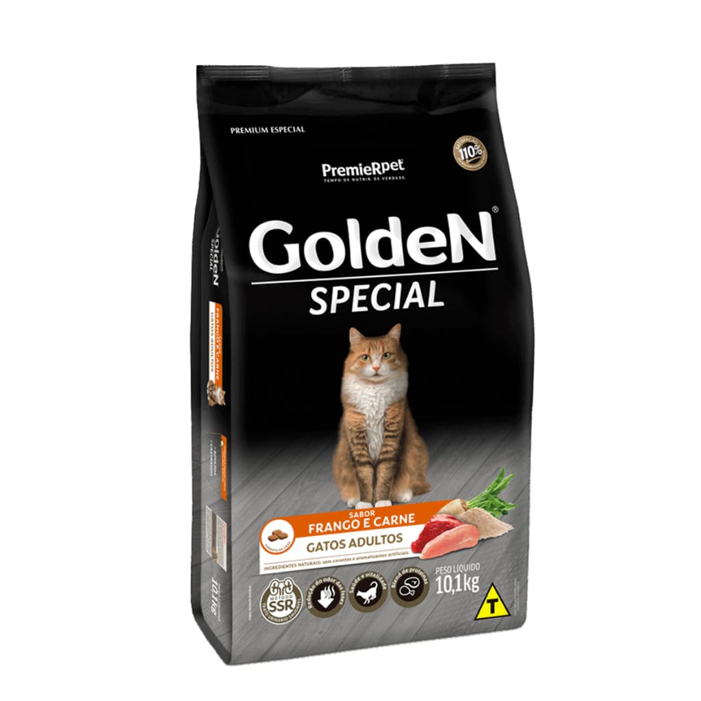 Ração Golden Special Gatos Adultos Frango e Carne 10.1Kg