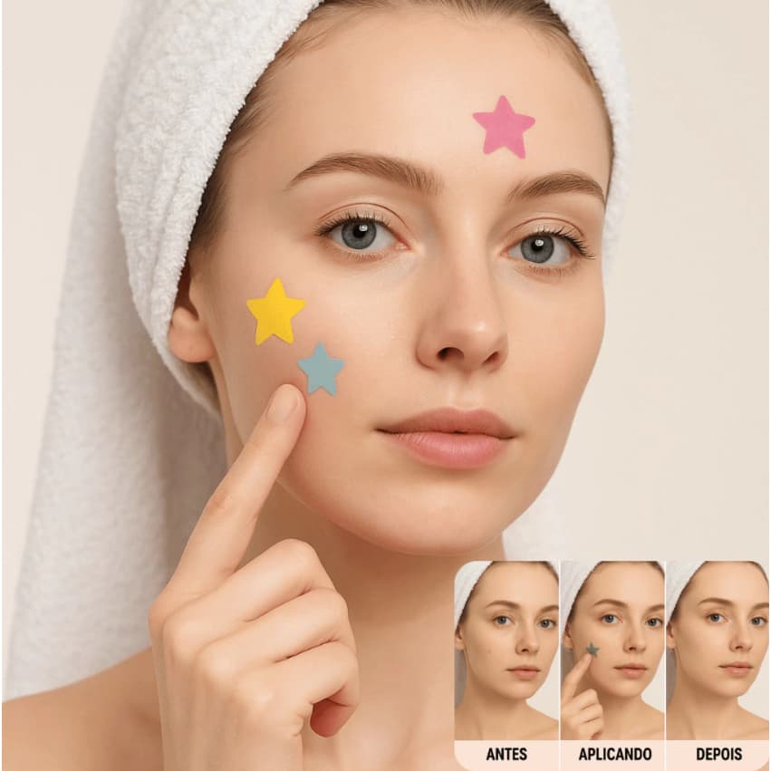 Adesivos em Formato de Estrela e outros  – Secativos para Espinhas envio de forma sortida