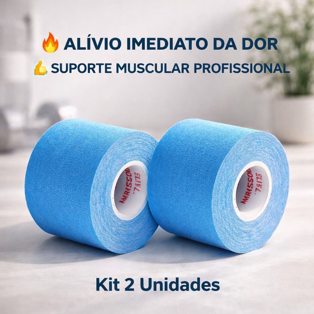Kit 2 Fita Kinesio Tape Bandagem Elástica Adesiva Alivia a Dor Tape Fisioterapia