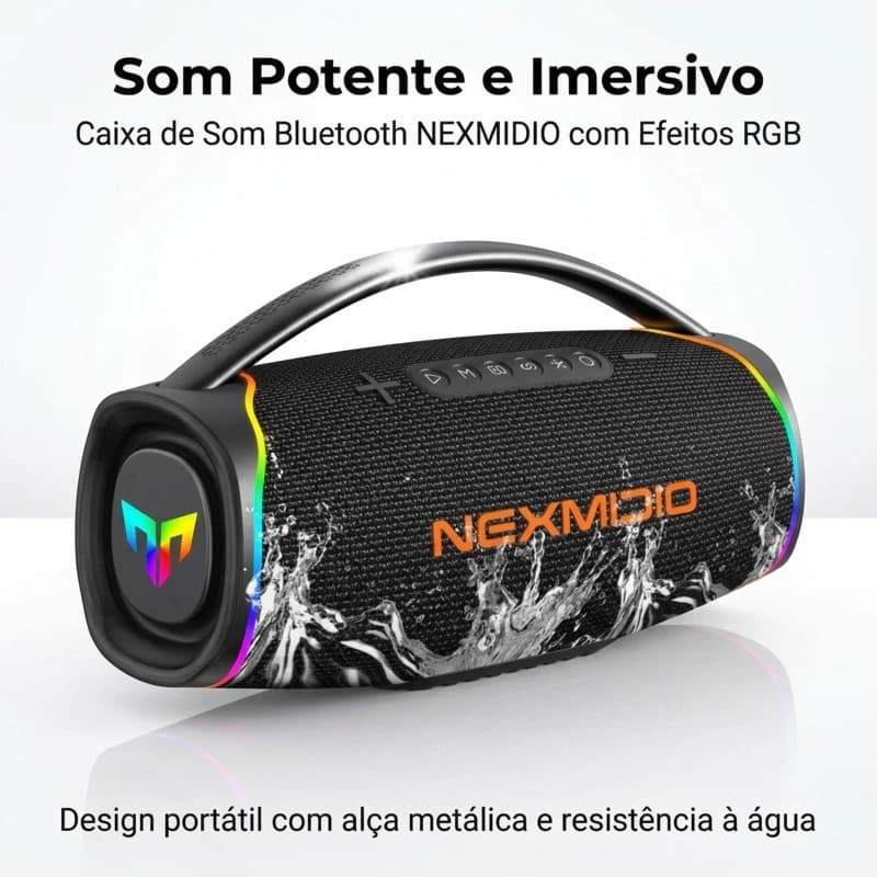 Caixa de som bluetooth Portátil tws Luz RGB Pen Drive FM Tipo-C Resistente A Água IPX6 Caixinha de Som MD-B09
