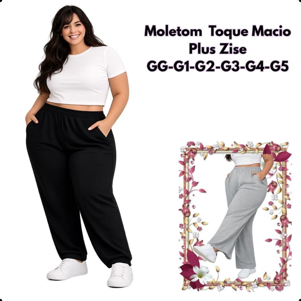 Calça Moletom Plus Size Feminina/Masculina GG G1 G2 G3 G4 G5 Confortável  Seca Mais Rápido