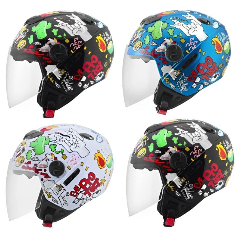 Capacete New Atômic aberto com óculos interno ProTork