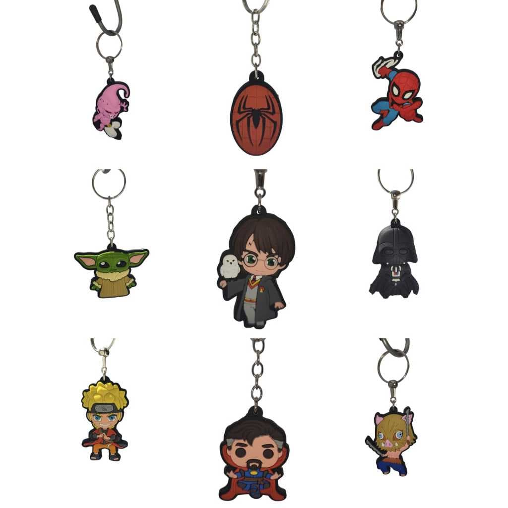 Chaveiro Emborrachado Personagens Geek e Anime | Harry Potter, Naruto, Homem-Aranha, Star Wars, Marvel | Mochila e Chave