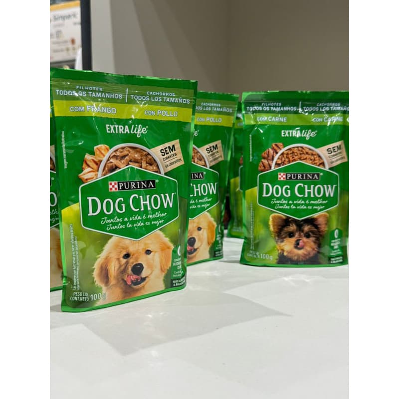 MIX DOG CHOW 8 CARNE E 7 FRANGO / 15 UNIDADES CÃES FILHOTES 100G CADA