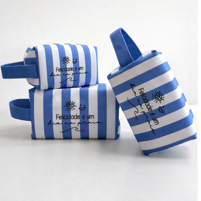 Necessaire Box Feminina Organizadora Com Frase de Praia Verão Maquiagem Bolsa Viagem Resistente Necesser Porta Cosmetico