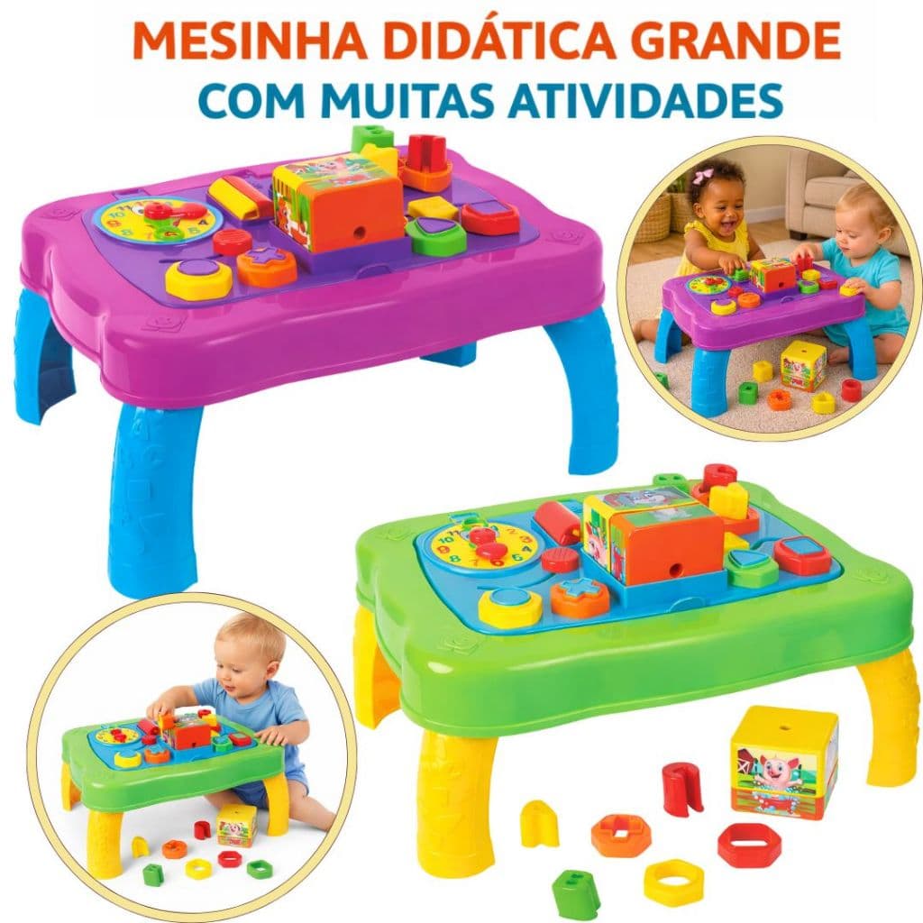 Mesinha Didática Infantil Educativa Sensorial Mesa Divertida 8 Atividades Interativas Brinquedo Bebê Criança 1 Ano