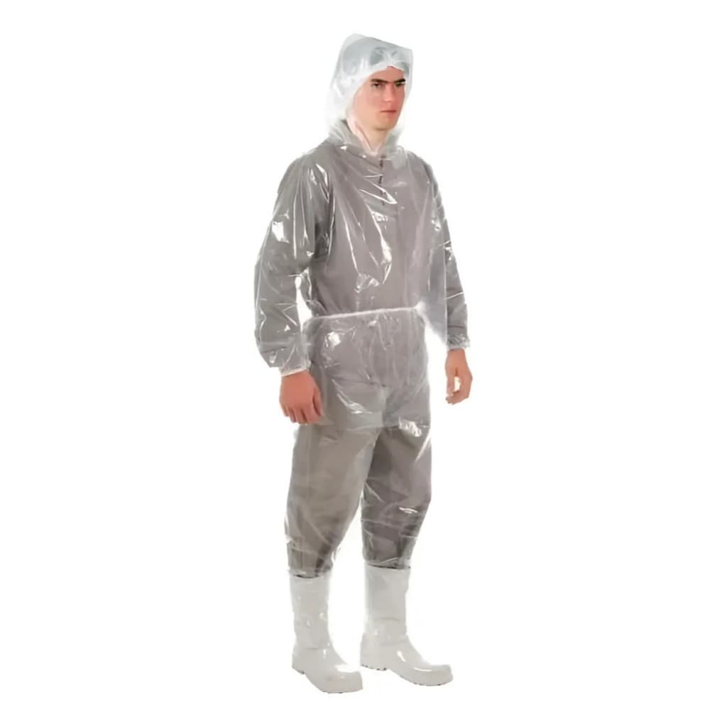 Capa Impermeável Conjunto Chuva Capuz Manga c/ Elást Calça Botas Transparente Motociclista Motoqueiro Moto Pescaria Obra