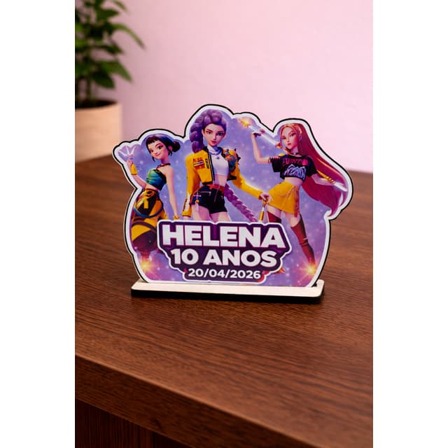 Kit 30 Centro de Mesa Lembrancinha Tema Guerreiras do K-POP HUNTR/X personalizado Mdf