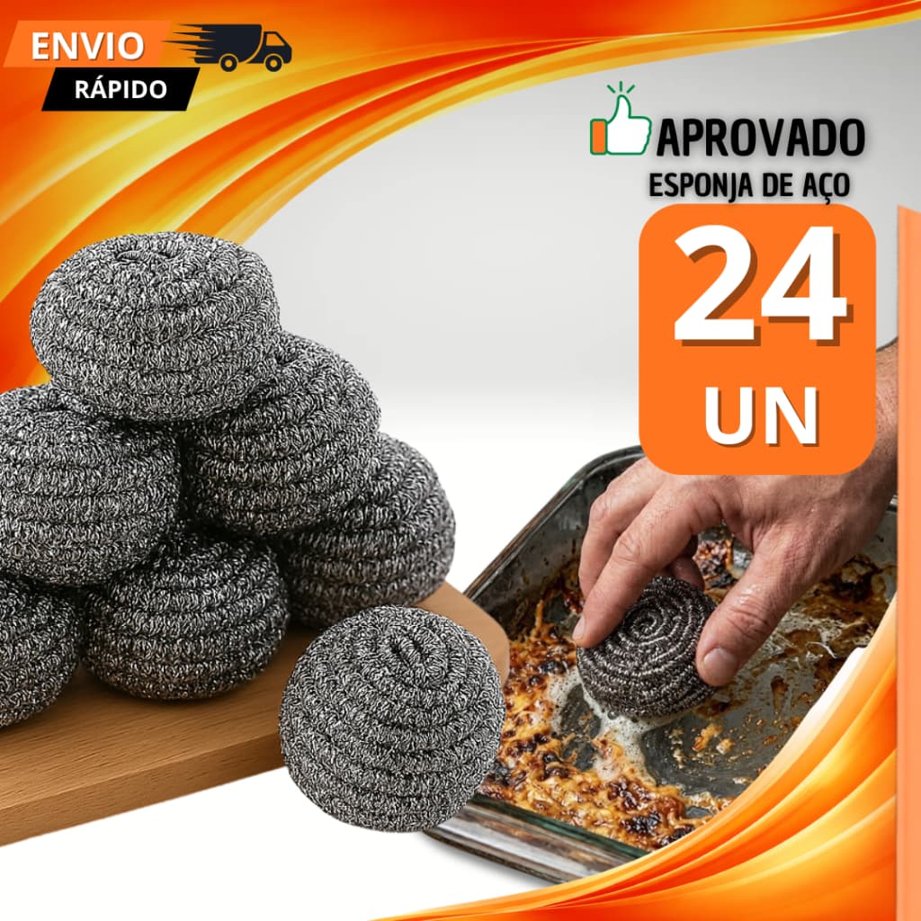 Kit 24 Esponja de Aço Inoxidável Ideal Para Limpeza Difícil Alta Durabilidade Bucha Cozinha