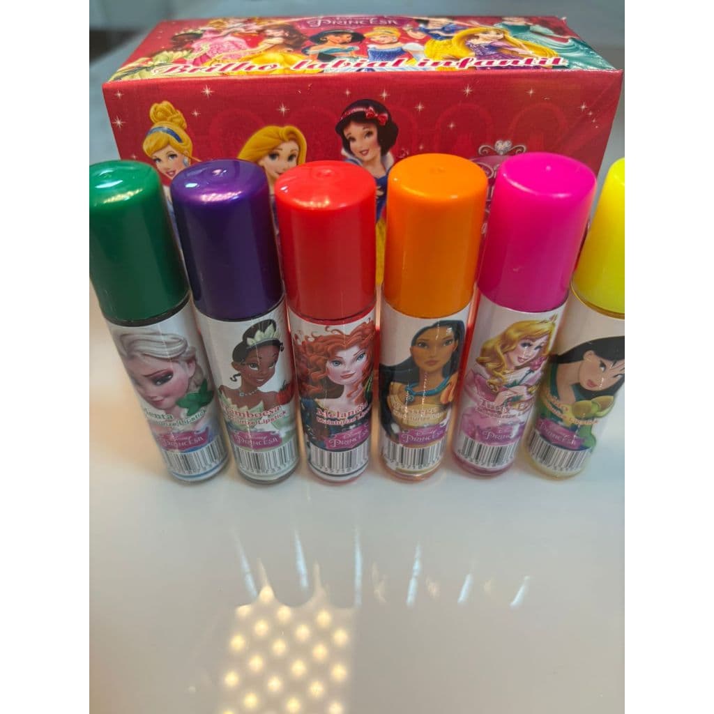 Kit 12 Brilhos Labiais Princesas Gloss Infantil Sortido