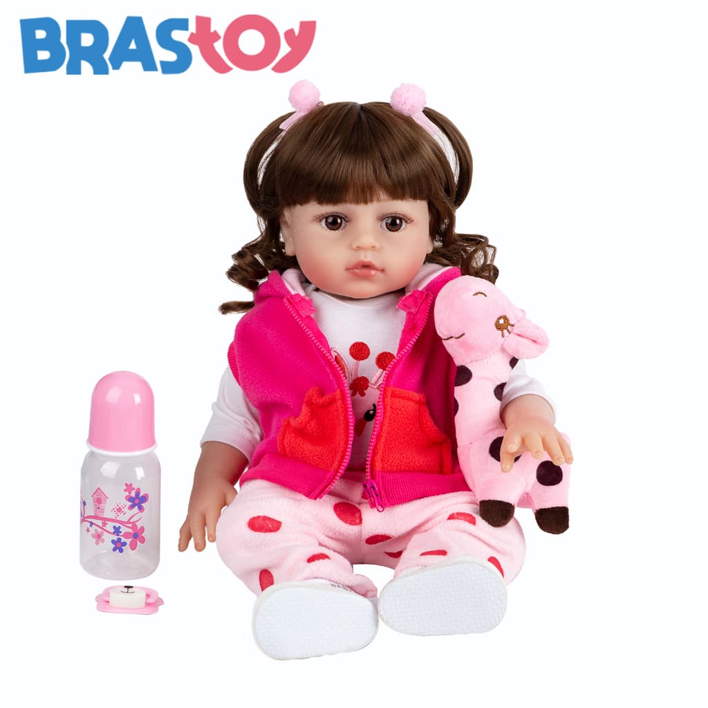 BRASTOY Bebê Reborn Boneca  Menina Sólida De Silicone- Pode Tomar Banho- Pode Diy