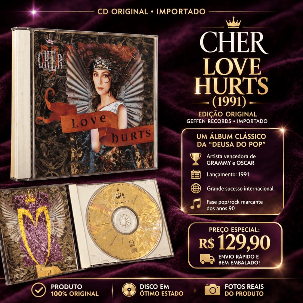 CD ORIGINAL Cher – Love Hurts (1991) 💿 | IMPORTADO | RARO