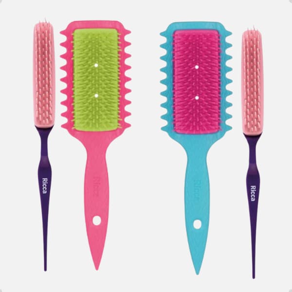 Kit Escova Fitagem Flex Curl E Pente Para Fitagem Ricca Cabelos Cacheados Crespos Ondulados