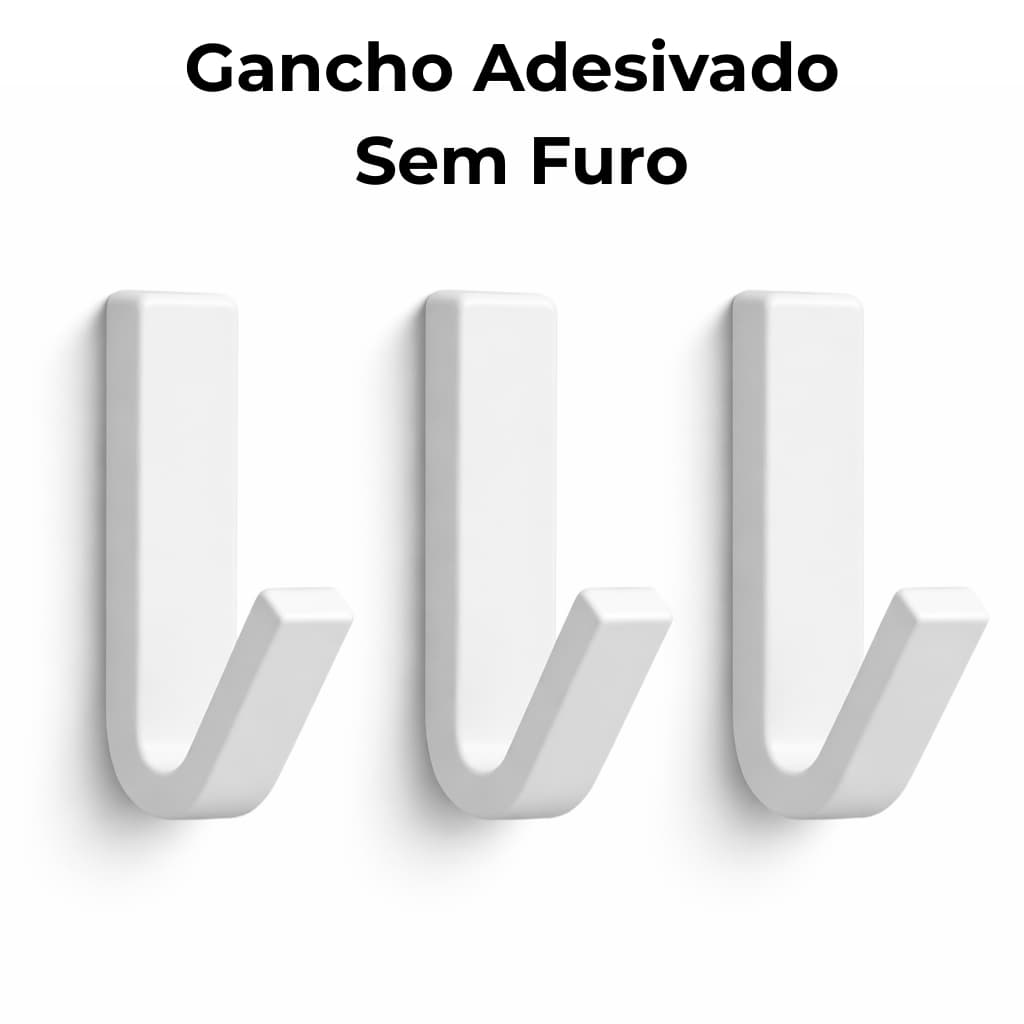 Gancho adesivo prático, resistente e fácil de instalar! Organize sua casa sem furar a parede: