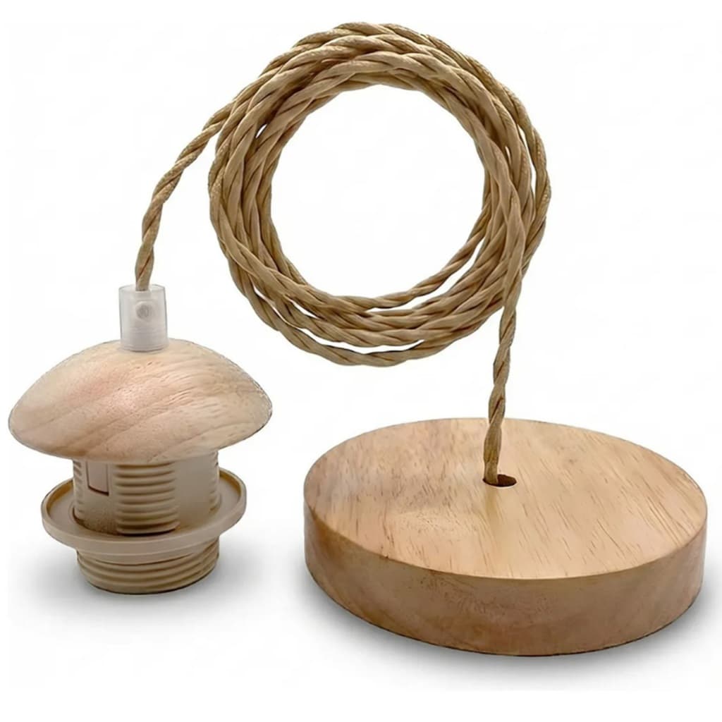 Fiação Lustre Pendente Canopla Madeira 150cm Regulável Madeira