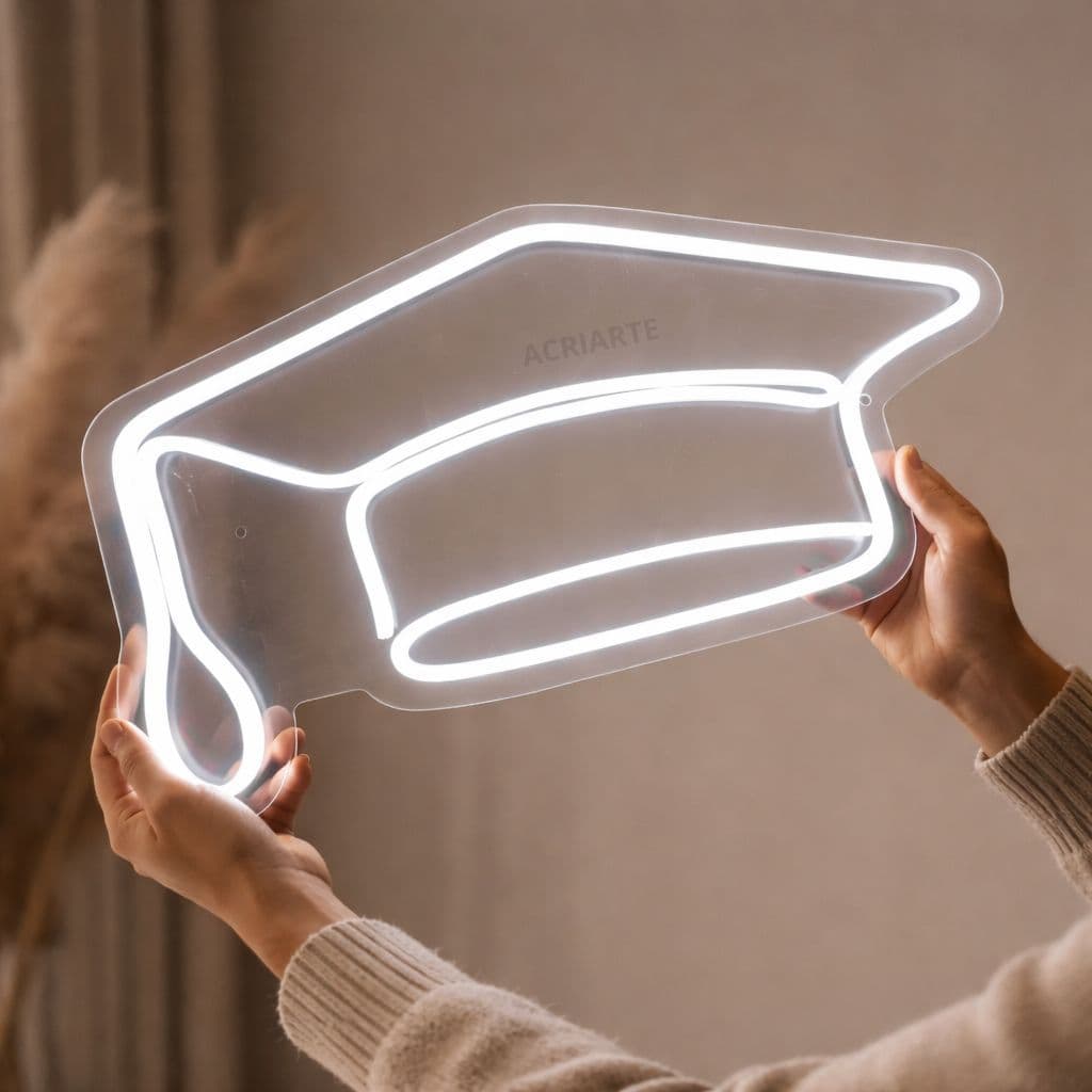 Capelo para Formatura em LED, Decoração Elegante (Branco, Rosa ou Dourado)
